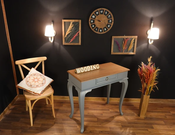 Wooding 90 Cm Çekmeceli Masif Gri Natürel Dresuar - Resim 3