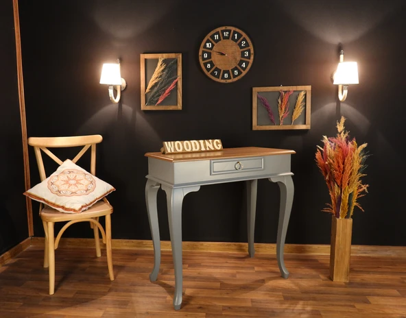 Wooding 90 Cm Çekmeceli Masif Gri Natürel Dresuar - Resim 4