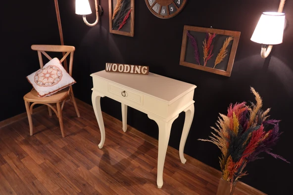 Wooding 90 Cm Çekmeceli Masif Krem Dresuar - Resim 4