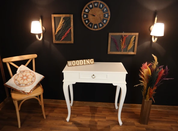 Wooding 90 Cm Çekmeceli Masif Beyaz Dresuar - Resim 3