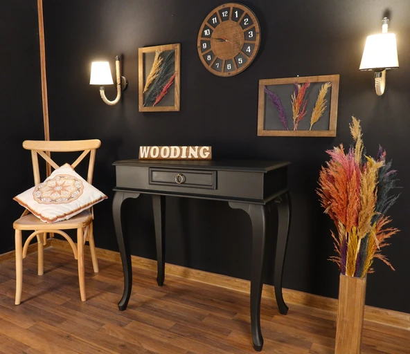 Wooding 90 Cm Çekmeceli Masif Siyah Dresuar - Resim 3