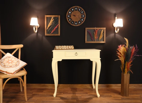 Wooding 90 Cm Çekmeceli Masif Krem Dresuar - Resim 2