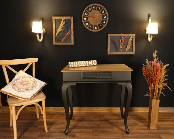 Wooding 90 Cm Çekmeceli Masif Siyah Natürel Dresuar - Resim 4