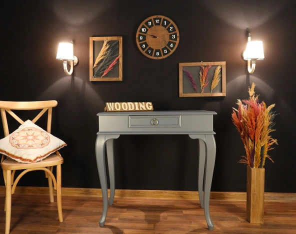 Wooding 90 Cm Çekmeceli Masif Gri Dresuar - Resim 2