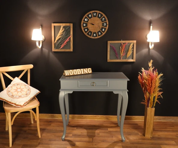 Wooding 90 Cm Çekmeceli Masif Gri Dresuar - Resim 4