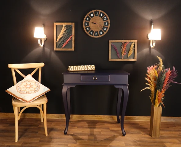 Wooding 90 Cm Çekmeceli Masif Lacivert Dresuar - Resim 2