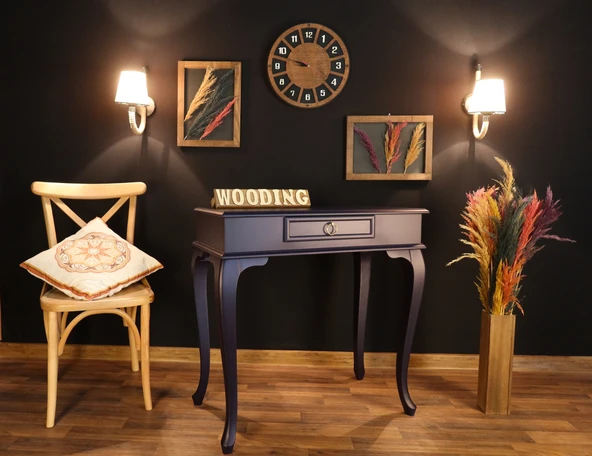 Wooding 90 Cm Çekmeceli Masif Lacivert Dresuar - Resim 5