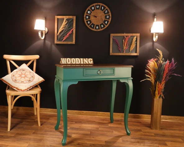 Wooding 90 Cm Çekmeceli Masif Yeşil Ceviz Dresuar - Resim 5