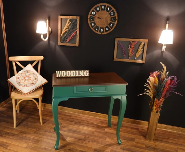 Wooding 90 Cm Çekmeceli Masif Yeşil Ceviz Dresuar - Resim 3