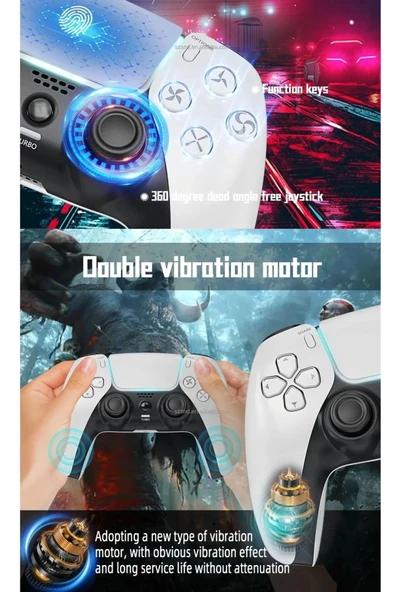P4 Plus Bluetooth Titreşimli Ps4/ps5 Uyumlu Pc Telefon Joystick Kablosuz Oyun Kolu - 5