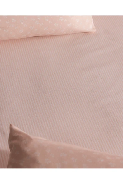 Marlie Tek Kişilik Pamuklu Çarşaf Takımı - Pudra - Resim 5