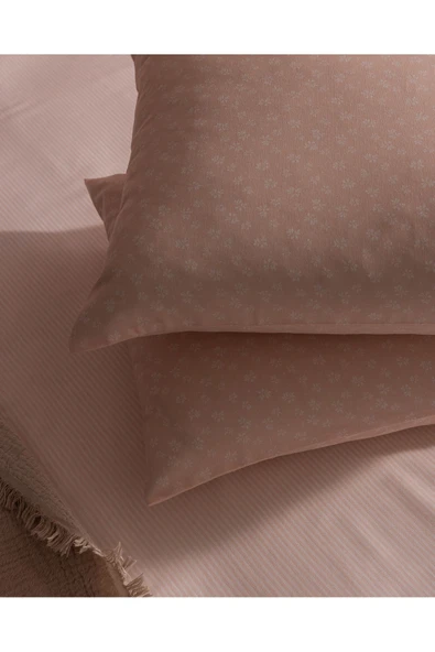 Marlie Tek Kişilik Pamuklu Çarşaf Takımı - Pudra - Resim 6