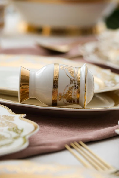 Aurora 60 Parça 12 Kişilik Gold Porselen Yemek Takımı - Resim 5