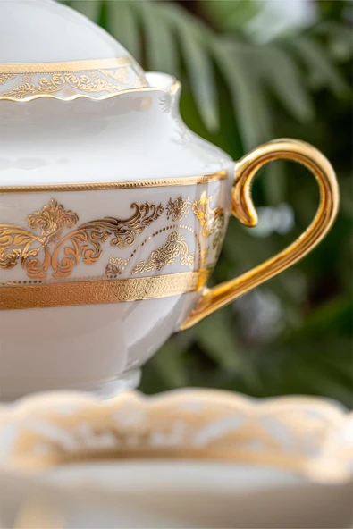 Aurora 60 Parça 12 Kişilik Gold Porselen Yemek Takımı - Resim 4