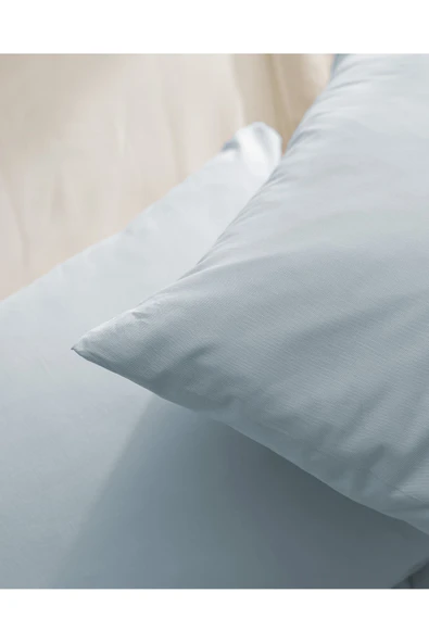 Manon %100 Pamuk Ranforce Düz 2'li Yastık Kılıfı Seti - Mavi - Resim 4