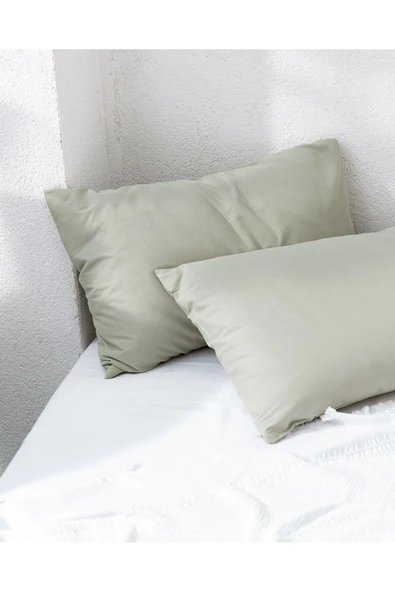 Manon %100 Pamuk 2'li Yastık Kılıfı Seti - Yeşil - Resim 2