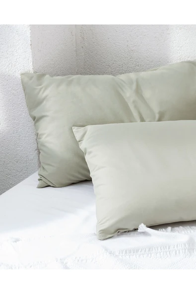 Manon %100 Pamuk 2'li Yastık Kılıfı Seti - Yeşil - Resim 3