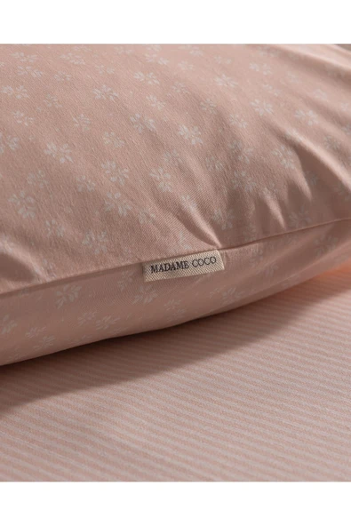 Marlie Tek Kişilik Pamuklu Çarşaf Takımı - Pudra - Resim 3