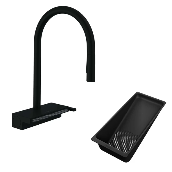 Hansgrohe Aquno Select M81 Spiralli Eviye Bataryası sBox Satin Siyah