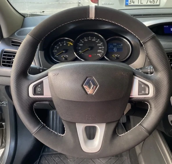 Fluence Megane 3 Scenic Direksiyon Kılıfı Araca Özel Gri Yüzüklü ürün görseli