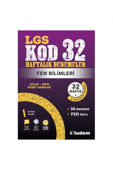Tudem Lgs Fen Bilimleri Kod 32 Haftalık Denemeler 32 Hafta ürün görseli