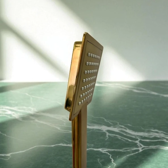 Kare Gold Renkli Modern Duş Başlığı - Resim 4