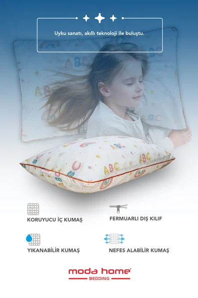 2 Adet Müslin kumaşlı ortopedik çocuk yastığı,Visco parçacıklı pamuk kılıflı  40*60 *1100 gr(abc) - 7