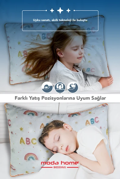 2 Adet Müslin kumaşlı ortopedik çocuk yastığı,Visco parçacıklı pamuk kılıflı  40*60 *1100 gr(abc) - 2