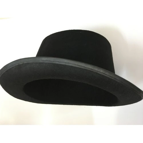 Yetişkinler İçin Siyah Renk Ringmaster Sihirbaz Şapkası Fötr Şapka 15 cm - 2