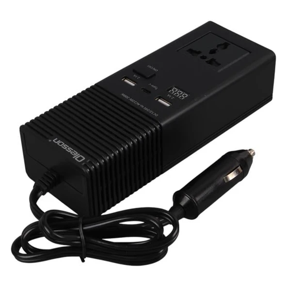Olesson 1665 DC 12-24V 200W Oto Araç Power İnverter Ek Çakmak Girişi - TYPE-C - Çift USB - 220V Üniversal Priz - 3