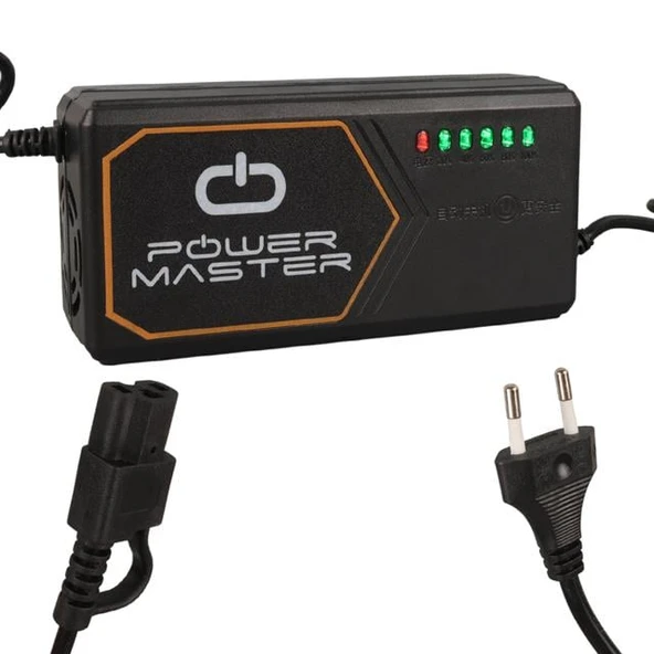 PowerMaster PM-31801 60 Volt - 20 Amper IEC C15 Dişi Uçlu Kapasite Göstergeli Elektrikli Bisiklet Şarj Akü Cihazı (ADJ160-01) ürün görseli