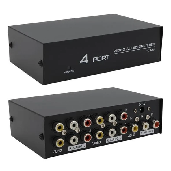 PowerMaster AV-104 4 Port AV CVBS RCA Video Audio Splitter Çoğaltıcı Dağıtıcı - 2