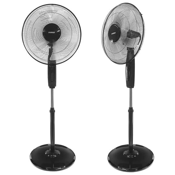 Everest FAN11 Cool Air 16'' 45 Watt 5 Pervaneli 3 Kademe 1200RPM Zaman Ayarlı Vantilatör Siyah - 2