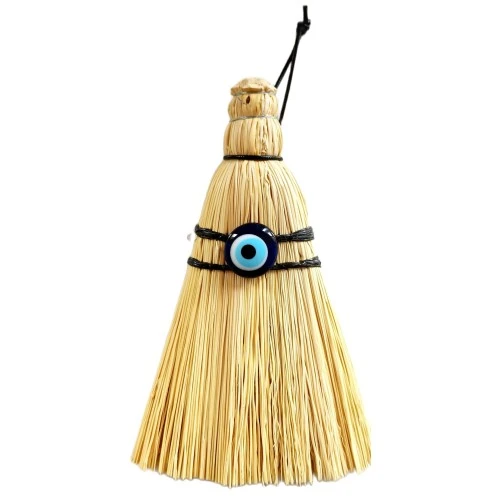 Nazar Boncuklu Mini Boy Dekoratif Çalı Süpürgesi Duvar Süsü