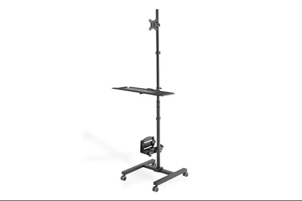 DIGITUS Mobile workstation (Monitor Mount, PC Holder) max. 8 kg load,32  screen max., black - 1