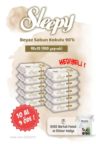 Sleepy 10 AL 9 ÖDE Beyaz Sabun Kokulu Islak Havlu 90'lı ve Rosie ürün görseli