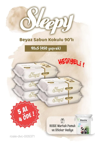 5 AL 4 ÖDE Sleepy Beyaz Sabun Kokulu Islak Havlu 90'lı ve Rosie ürün görseli