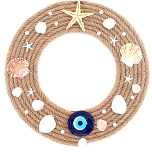 Deniz Yıldızlı İncili Nazar Boncuklu Duvar Ve Kapı Süsü ürün görseli