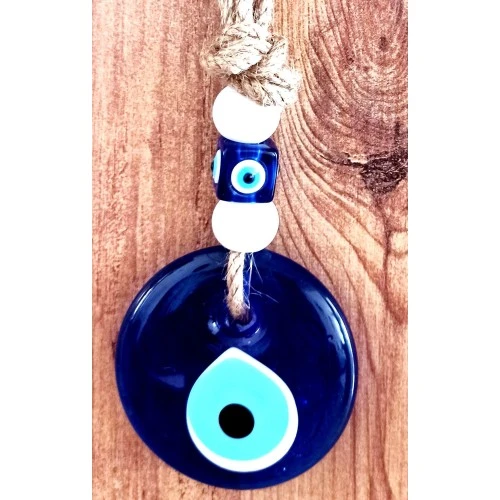 Klasik Mavi Cam Nazar Boncuğu 7 Santimetre Çapında Nazarlık Duvar Süsü - Resim 2