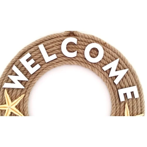 Jüt İpten Deniz Yıldızlı Nazar Boncuklu İncili Deniz Yıldızlı Welcome Yazılı Kapı Süsü - Resim 2