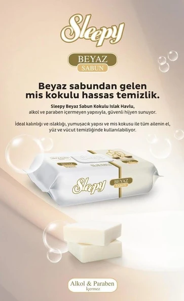 Sleepy 16 AL 14 ÖDE 90'lı Beyaz Sabun Kokulu Islak Havlu ve Rosie - Resim 3