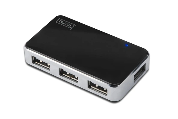 Digitus USB 2.0 4 Port Hub, 4 x USB A Dişi, 1 x USB B Mini Dişi, güç adaptörlü, plastik - 1