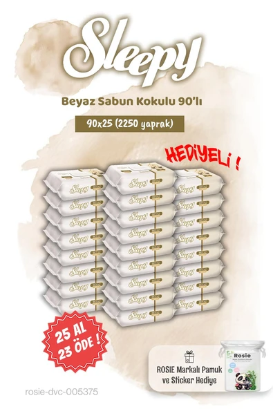 Sleepy 90'lı 25 AL 23 ÖDE Beyaz Sabun Kokulu Islak Havlu ve Rosie ürün görseli