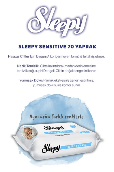 48 AL 44 ÖDE Sleepy Sensitive Bebek Islak Mendili 70'li ve Rosie Pamuk Hediye - Resim 2