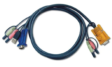 USB KVM (Keyboard/Video Monitor/Mouse) Switch İçin Kablo, 3 metre, 1 x SPHD-15 Erkek, 2 x Audio Plug <-> 1 x Monitör 15 pin HDB erkek, 1 x Klavye / Mouse USB A erkek, 2 x Audio yuvası - 1