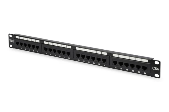 Digitus 19 Inch 24 Port Cat-5E UTP Patch Panel, 50 μ (Mikron), Altın Kontak, Zırhsız ürün görseli