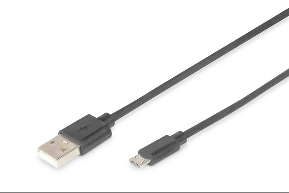 USB 2.0 Bağlantı Kablosu, USB A Erkek - micro USB B Erkek, 1.80 metre, AWG 28, UL, siyah renk - 1