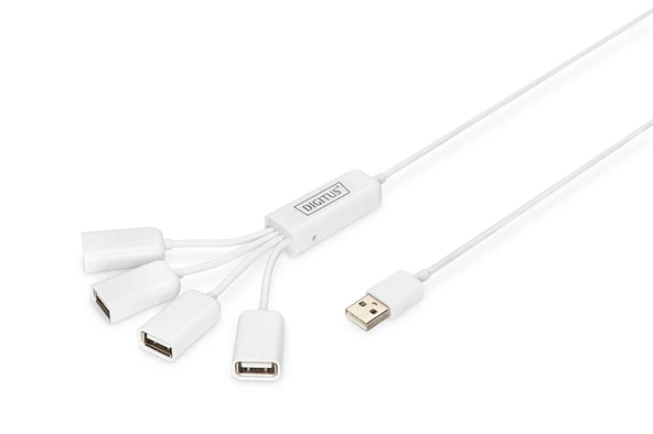 Digitus 4 Port USB 2.0 Hub, kablo formunda çok kollu, plastik<br>
Digitus Slim Spider USB Hub - 1