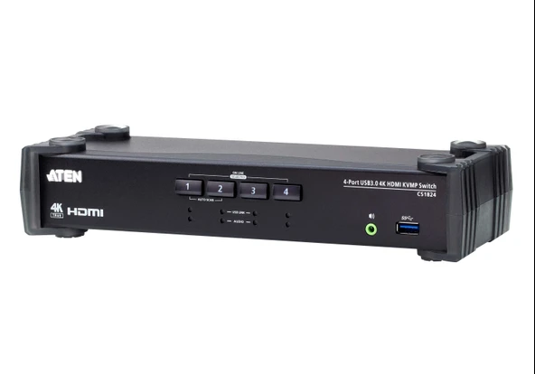 4-Port USB 3.0 4K HDMI KVMP™(Keyboard/Video Monitor/Mouse) Periferi (Çevre Cihazlarla (USB) Bağlantı Kurabilir) Switch, Ses Mikser mod özelliği<br>
4-Port USB 3.0 4K HDMI KVMP™ Switch with Audio ürün görseli 1
