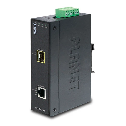 Endüstriyel  Tip Media Converter<br>
10/100/1000BASE-T <-> 100/1000BASE-X SFP<br>
Industrial 10/100/1000BASE-T to 100/1000BASE-X SFP Media Converter - 1